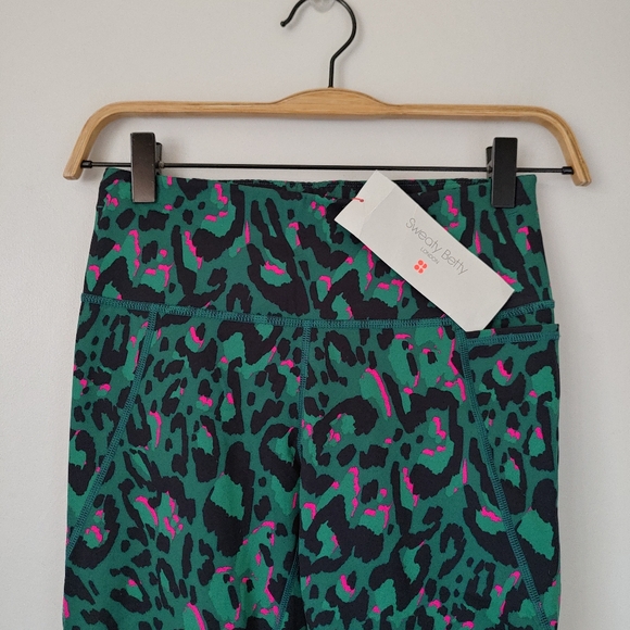 NWT Sweaty Betty Power 7/8 Workout Leggings Size XS Green Brushstroke Leopard - Picture 8 of 16
